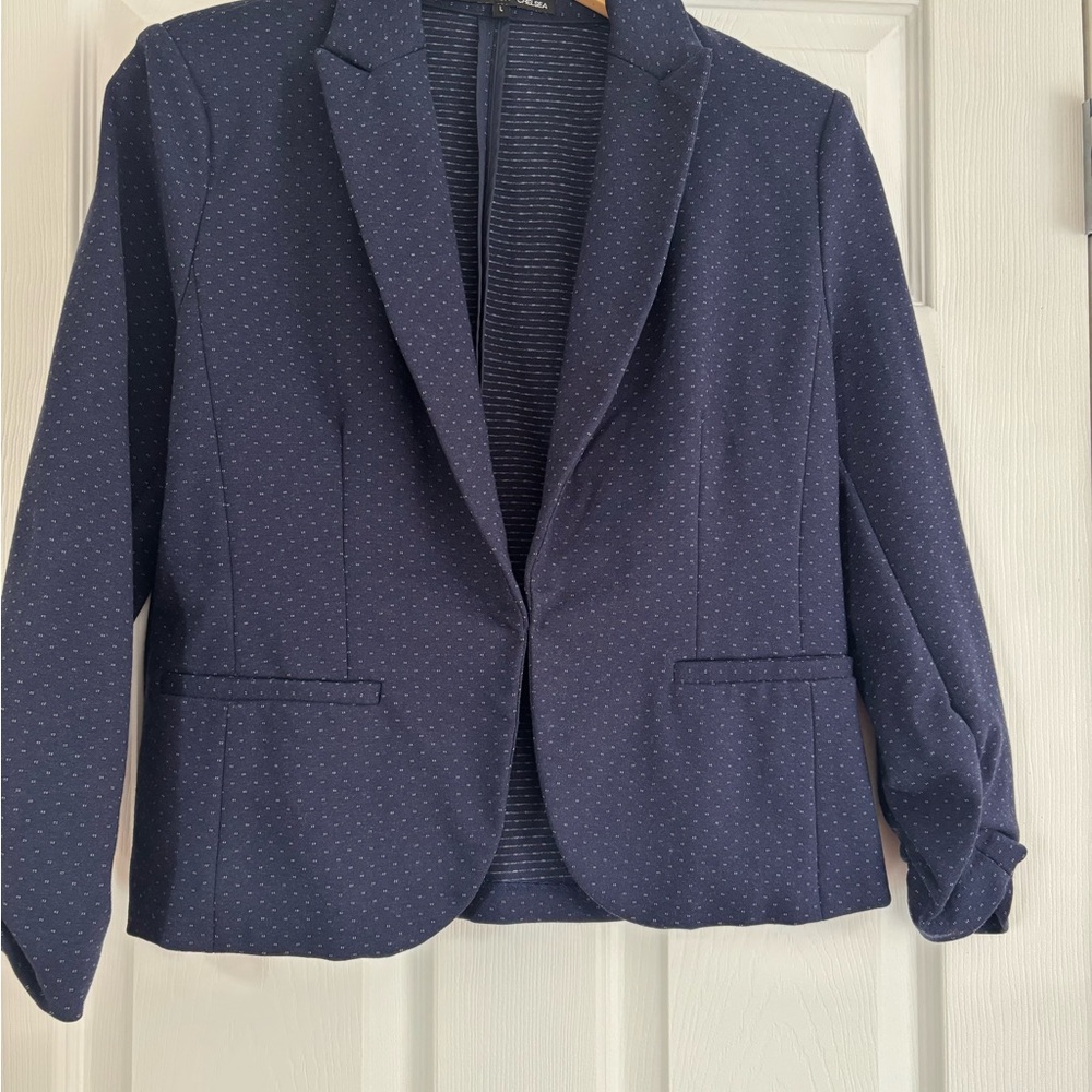 Amanda & Chelsea Dark Blue Blazer with Dotted Pattern